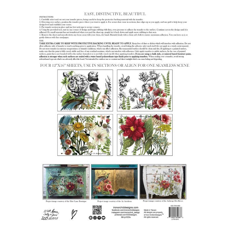 IOD - Midnight Garden Image Transfer (12″X16″ Pad- 4 Sheets)