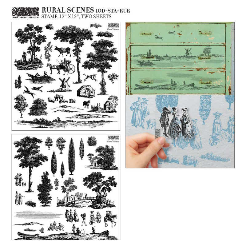 IOD - Rural Scenes Decor Stamps - 2 Sheets (12"x12")