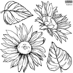 IOD - SUNFLOWER Decor Stamp 2 Sheets (12"x12")